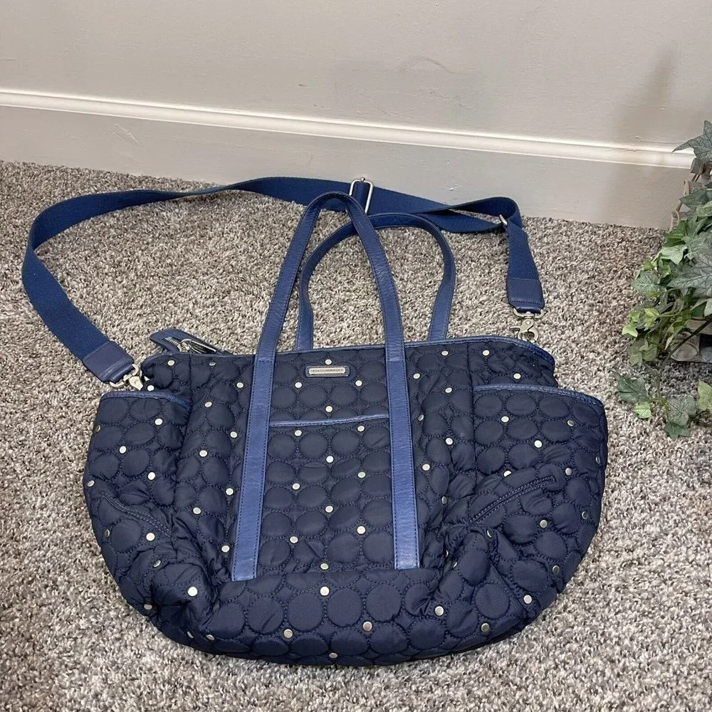 Rebecca Minkoff Marissa Baby Diaper Bag Navy Blue Quilted Crossbody Strap